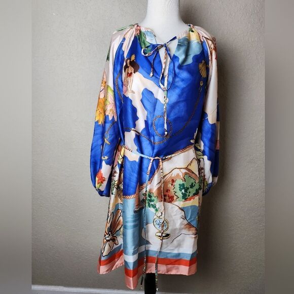 Antonio Melani Raffaella Key Hole Tie Neck Long Sleeve Belted Mini Dress Size XS - Picture 5 of 13